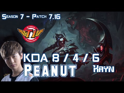SKT T1 Peanut KAYN vs RUMBLE Jungle - Patch 7.16 KR Ranked