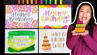 HAPPY BIRTHDAY Calligraphy Card Ideas Using Brush Pens 🎉