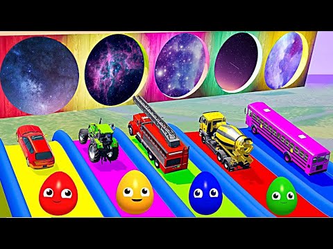 Trains vs Portal Trap With Slide Color - Cars vs Rails and Trains #2 - BeamNG .Drive