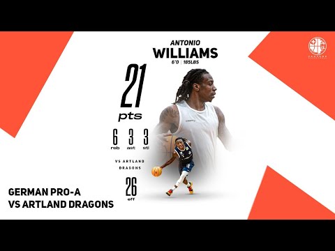 German Pro-A: ANTONIO WILLIAMS  --  21PTS  6REB  3AST  3STL