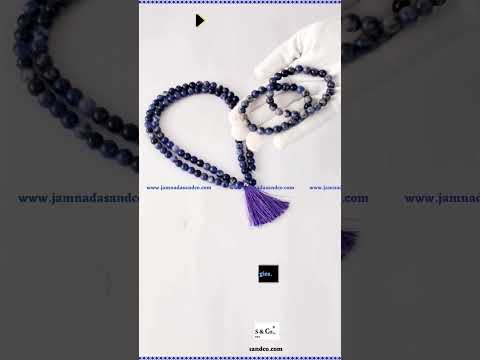 Jamnadas gemstone sodalite mala/ ball/ thumb stone/ skull/ p...