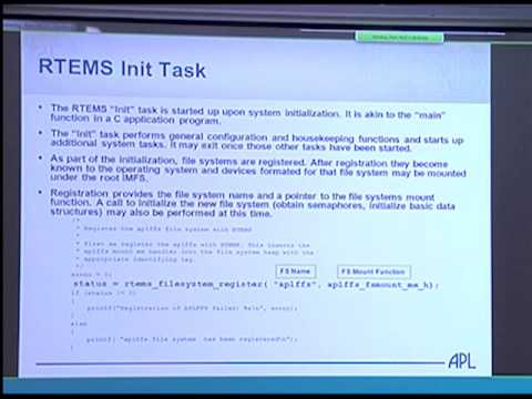 Integrating A Flash File System into the RTEMS Operating System, Alan Mick, JHUAPL