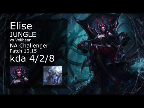 Elise vs Volibear Jungle - NA Challenger 4/2/8 Patch 10.15 Gameplay