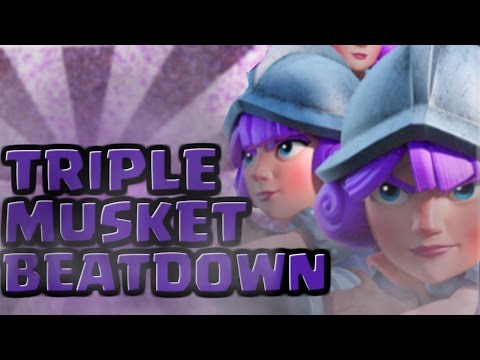 TRIPLE MUSKET BEATDOWN!! | 3 Musketeer Hog Rider Deck | Clash Royale Grand Challenge Deck