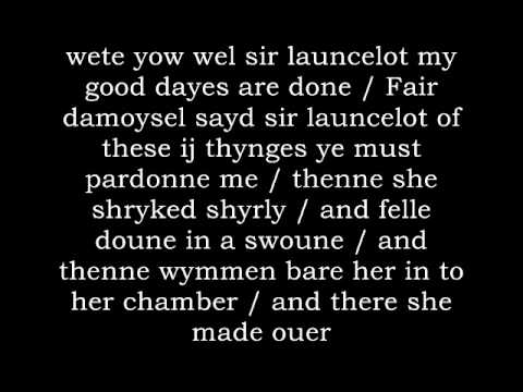 Elaine d Astolat Part 1 Le Morte d'Arthur Recited in Middle English