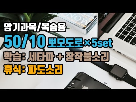 (암기과목/복습용) 🕑50/10뽀모도로: 50분 공부/10분 휴식 + ⚡장기기억력향상 6Hz 세타파 + 장작불소리🔥 |5세트 | 50/10 Pomodoro: 6Hz EEG