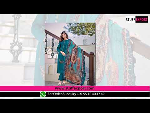 Stuff Export presents Hermitage Elahe Trending Embroidery Fancy Dress Material Catalog Dealer