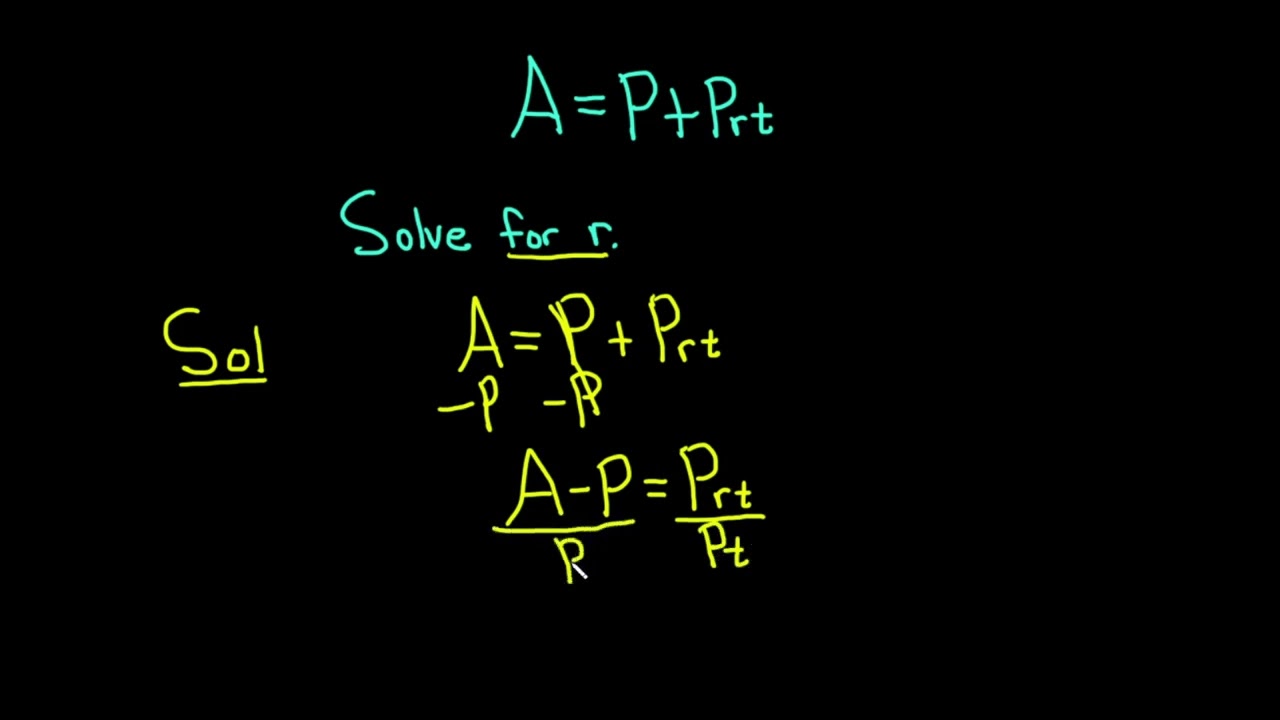 Solve the Simple Interest Formula  A = P + Prt for the Interest Rate r