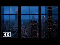 4K Rainy Window View In New York City ️ Relaxing Rain Sounds Thunderstorm For Study Sleep