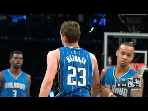 Mario Hezonja goes between Thomas Robinson's legs on the dribble