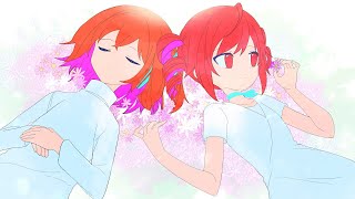 )ドールの様になってしまった、(一応最後らへんに、お墓があるから、しかも首らへんに水色のリボンがあるから、多分マスターなんだと思いますけど😅テトを表しているのか？）それは、待ちくたびれたんじゃない、テトが自殺してしまってことに、ショックを受けたから、テトは、それに気づいて、後悔している所が、、サビ、他にも、ユーロジーは、性格を変えるって書いてあるから、性格を変えたから、人形みたいになってしまったって事か？それはないか、 - ユーロジー / 重音テト・足立レイ