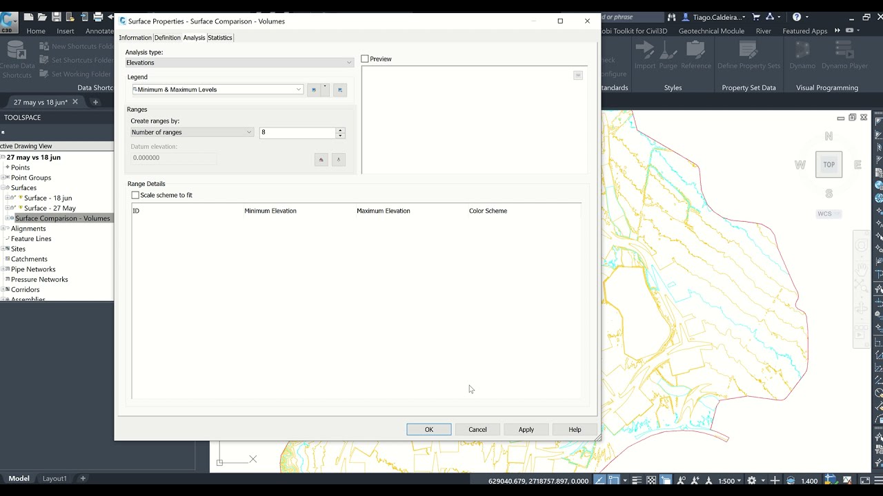 Civil 3D - Dynamo - Surface Analysis: elevation contour ranges