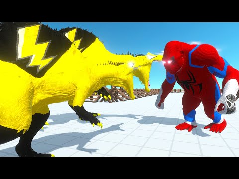 3x FLASH SPINOSAURUS vs 3x SPIDERMAN GORILLA DEATH CLIMB - Animal Revolt Battle Simulator