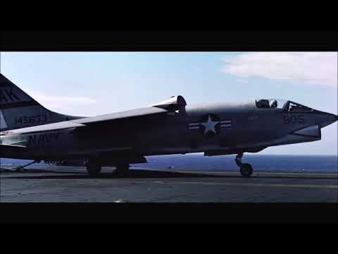 USMC F-8B and US Navy RF-8A Crusaders operations on USS Shangri-La (CVA-38)