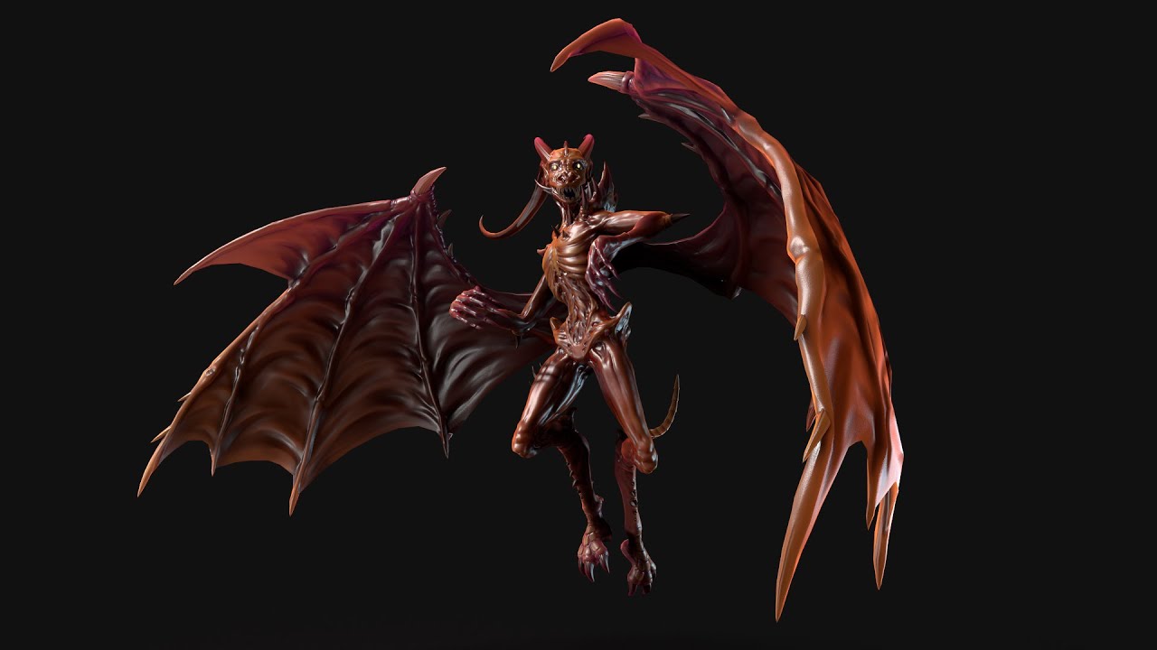 Flying Demon unreal unity 24 animations rig in maya 3D Model