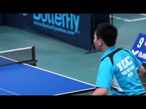Liang Yonghui, forehand serve, forehand push, forehand swing, wowed head shake
