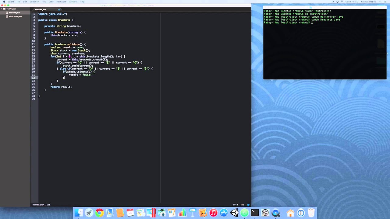 Validate Bracket And Parenthesis Combos Using Stacks