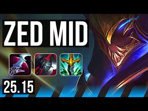 ZED vs YONE (MID) | 11/1/8, 7 solo kills, Dominating | KR Diamond | 25.15