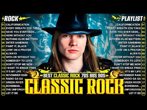 Guns N' Roses, Bon Jovi, Nirvana, AC/DC, Queen, Metallica - Top 100 Classic Rock Songs 70s 80s 90s