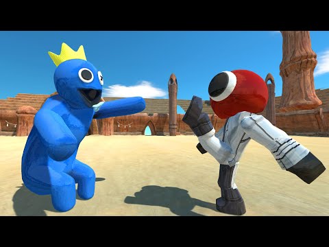 Friends War - Rainbow Friends Blue vs Rainbow Friends Red - Animal Revolt Battle Simulator