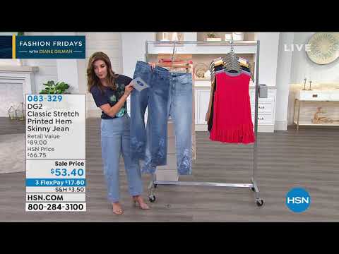 by Diane Gilman Classic Stretch Printed Hem Skinny Jean ...