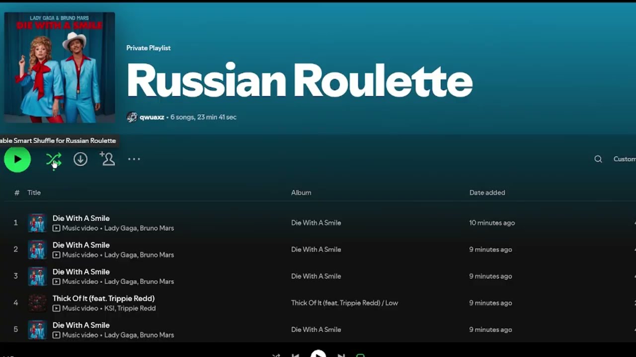 Russian Roulette But Spotify (gone wrong)