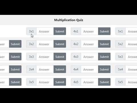 Multiplication Table Quiz Using Javascript
