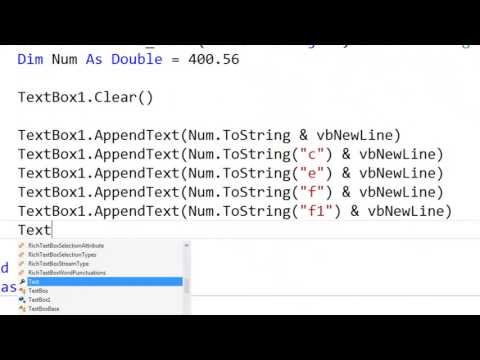 VB Express 2012 Desktop Tutorial 7 - ToString Formats