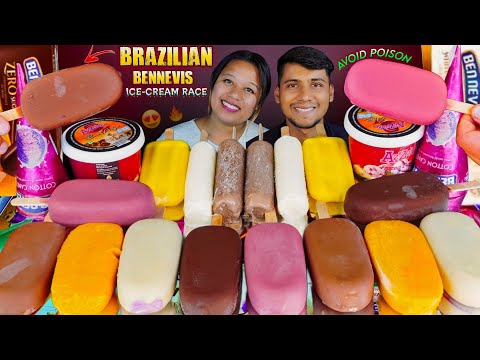 HUSBAND VS WIFE BENNEVIS ICE CREAM MUKBANG RACE CHALLENGE || LOSER GETS PUNISHMENT 😅