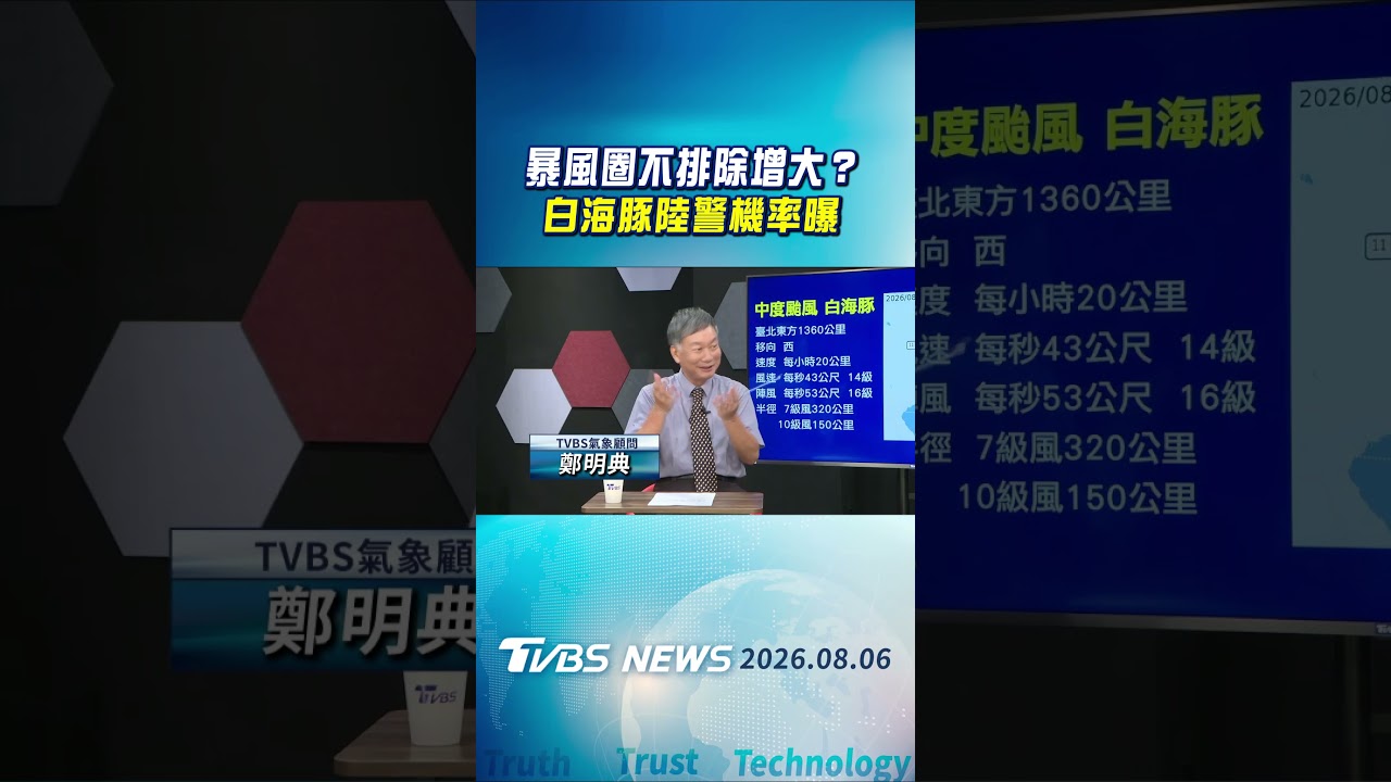 暴風圈不排除增大？ 白海豚陸警機率曝｜TVBS新聞 @TVBSNEWS01