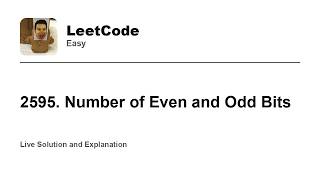 YouTube video '2595. Number of Even and Odd Bits (Leetcode Easy)'
