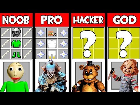 Minecraft Battle: SCARY HORROR CRAFTING CHALLENGE - Noob vs Pro vs Hacker vs God ! Animation