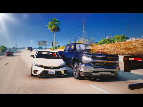 BeamNG Drive - Dangerous Overtaking Crashes #11