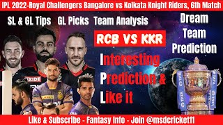 RCB vs KKR Dream Team Prediction in Tamil || Match 06|| IPL 2022 | Bangalore vs Kolkata | 30/03/2022