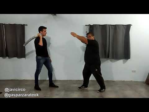 Funny self-defense from a stick attacker