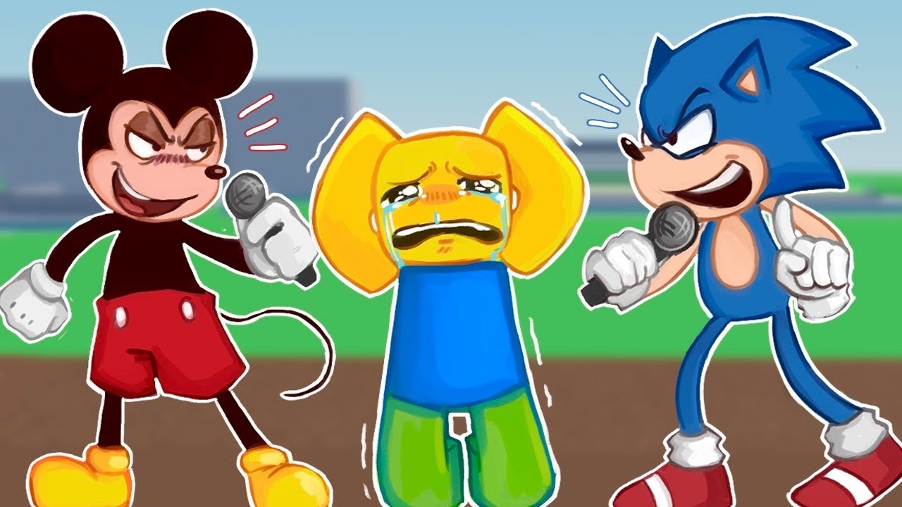 RAP BATTLING as MICKEY and SONIC on ROBLOX VOICE CHAT