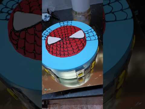 feeling hai pineapple blue colour mein red ♥️ Spider-Man cake #viralvideo #bollywood #newsong #cake