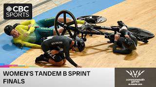 Big crash in the women's tandem B sprint final in Track Cycling on Day 7 of the Commonwealth Games