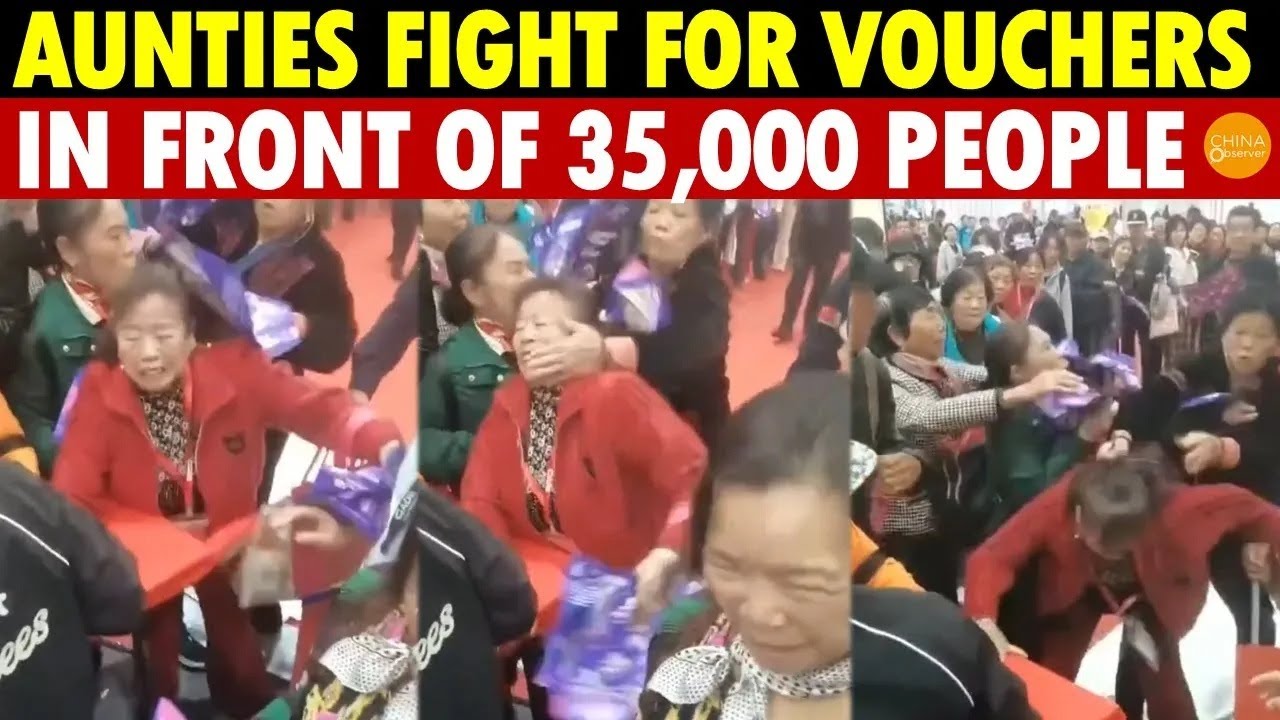 Shocking Chaos: Dama Fight Over Free Voucher! China's Grab Culture: Poverty or Habit?