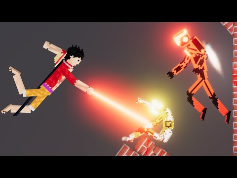 Monkey D.Luffy ( Ryuo Haki ) vs Hi-tech Soldiers in People Playground - People Playground 1.22