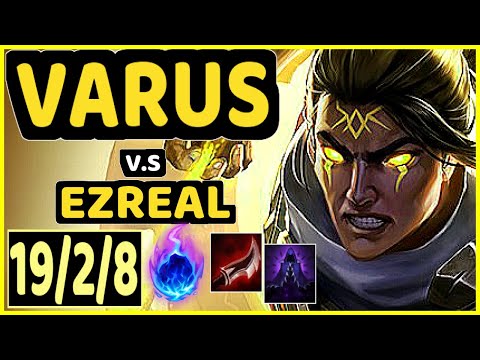 NUCLEAR (VARUS) vs EZREAL - QUADRAKILL 19/2/8 KDA BOTTOM ADC GAMEPLAY - KR Ranked GRANDMASTER