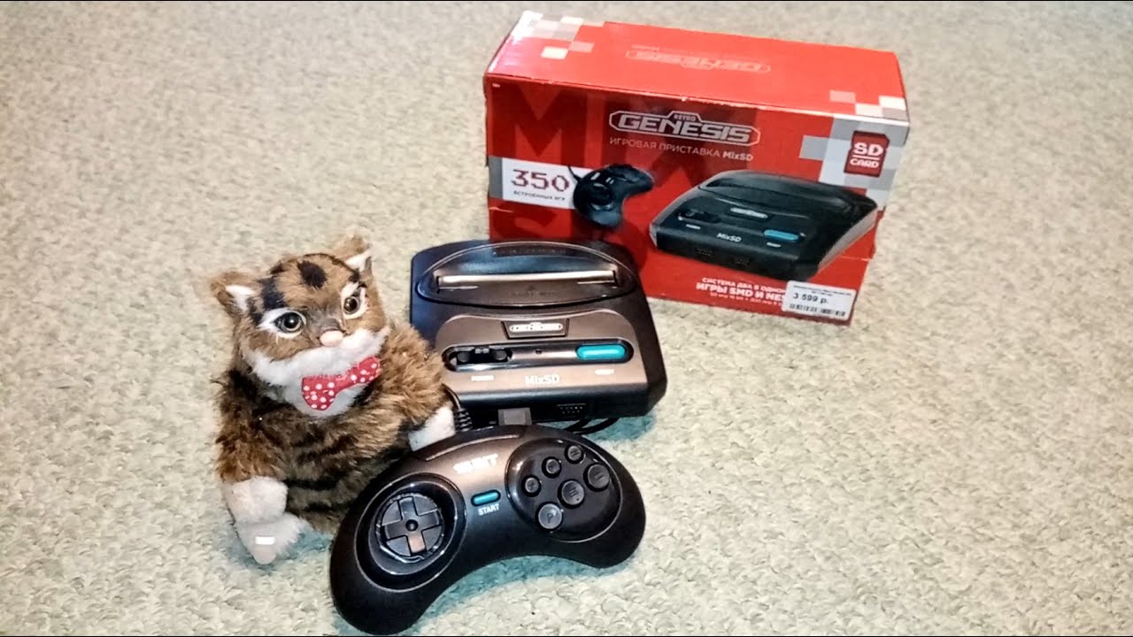 Игровая приставка SEGA Retro Genesis MixSD (8+16Bit) + 350 игр ( AV кабель, microSD слот, 2 джойстика)