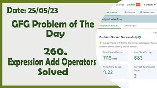 YouTube video 'Expression Add Operators || C++ || GFG Daily Problem'