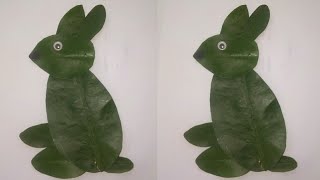How to make rabbit from leaves l Amazing leaf art l leaf craft ideas