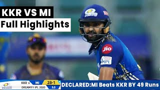 IPL 2020 : KKR vs MI Highlights || Kolkata Nights Riders Vs Mumbai Indians