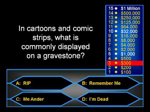 Who wants to be a Millionaire? $1,000,000 Question