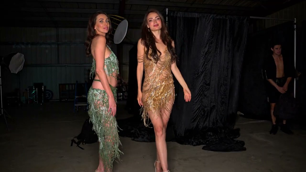 Models Elena and Irina pose backstage at Super Model Mgmt Coachella Fashion Event