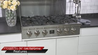 Forno Spezia Alta Qualita 36-Inch Pro-Style Gas Rangetop, Stainless Steel, 6 Sealed Burners, Continuous Cast Iron Grates, High Heat Output Stainless Steel FCTGS575136 Picture