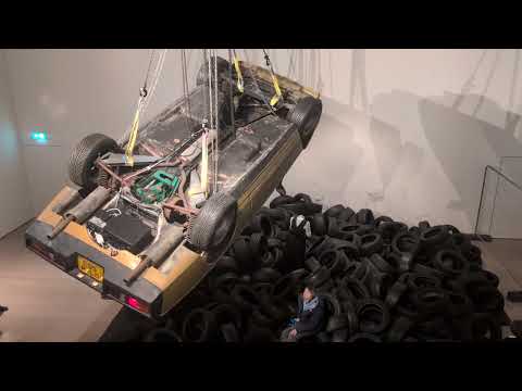 Allan Kaprow's iconic interactive installation, The yard on display at the  Saatchi Gallery