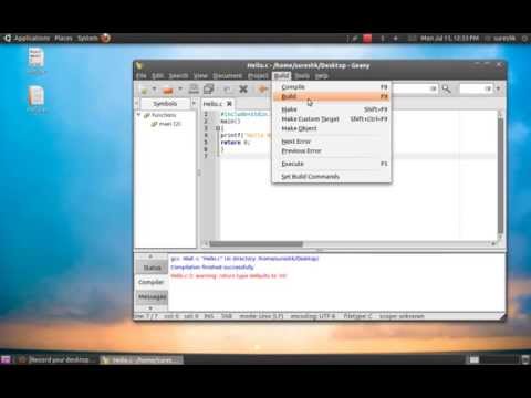 C program compile and run using Geany . .
